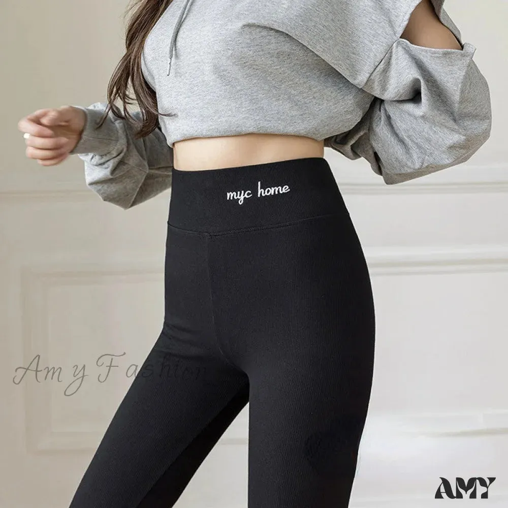 Amy Fashion - Velvet Thick High Waist Thermal Warm Leggings