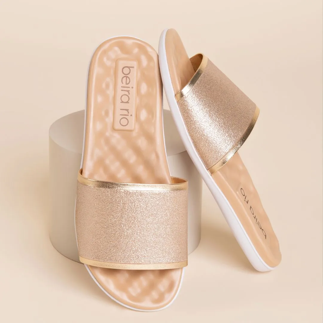 Beira Rio 8360-353 Slip-on Flats in Golden Glitter