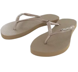 Carve Metalic Badge Womens Thongs Champagne