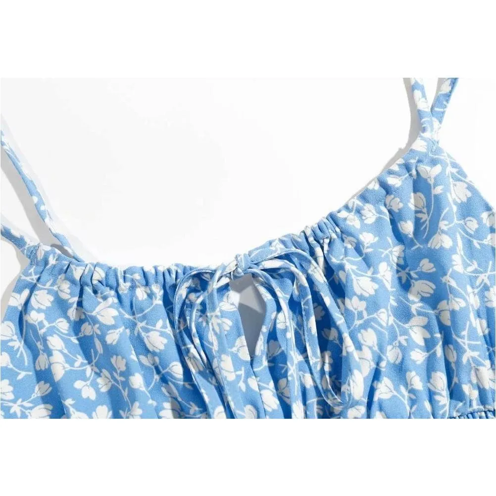 CASUAL FLORAL PRINT ELASTIC TOP