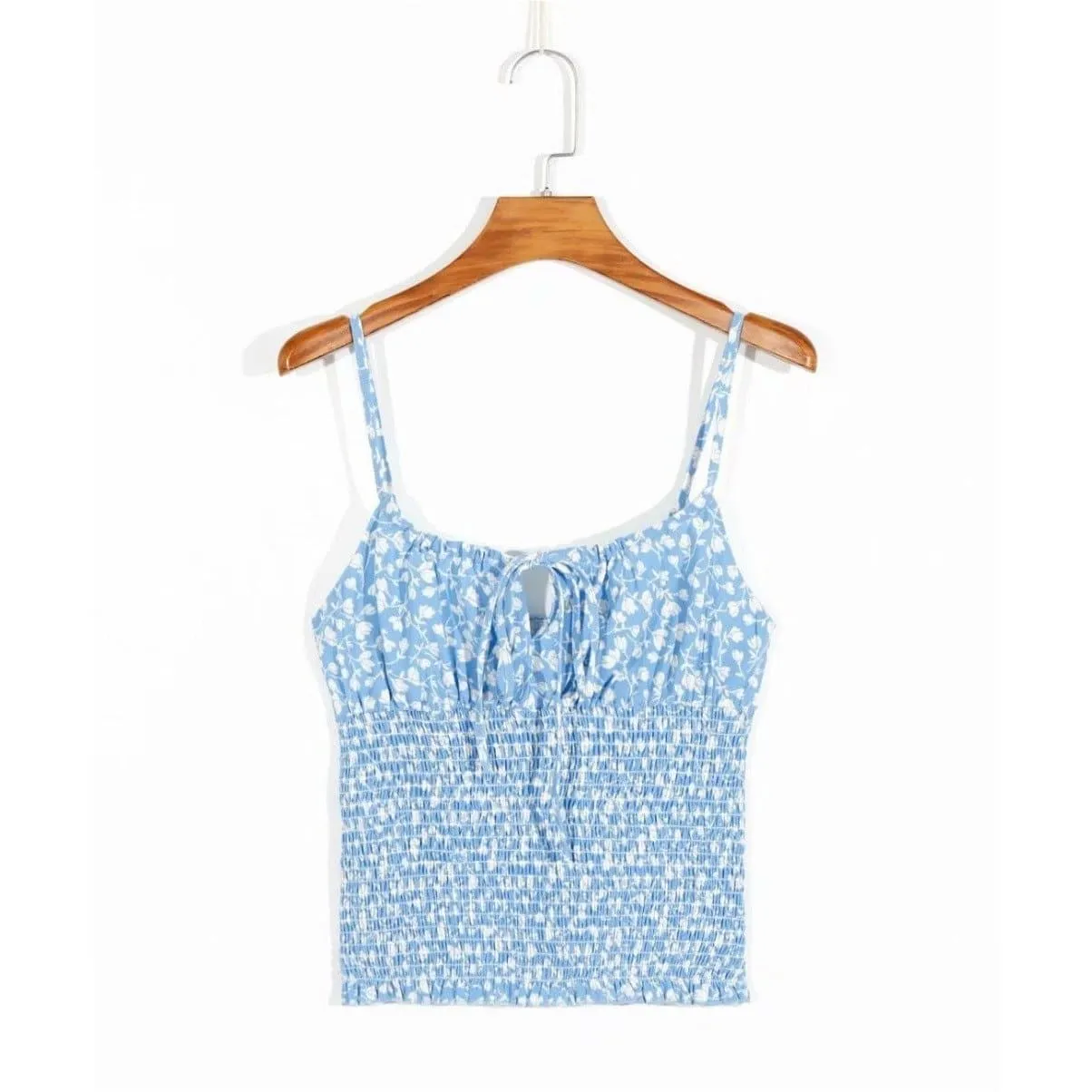 CASUAL FLORAL PRINT ELASTIC TOP