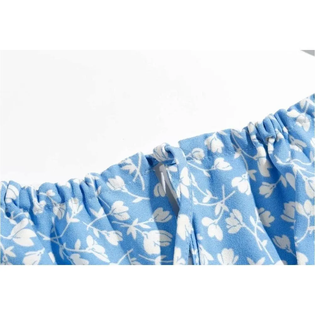 CASUAL FLORAL PRINT ELASTIC TOP