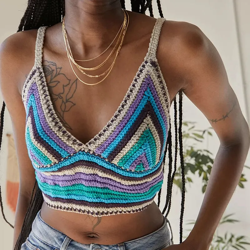 Colorful Striped Knitted Cami Top