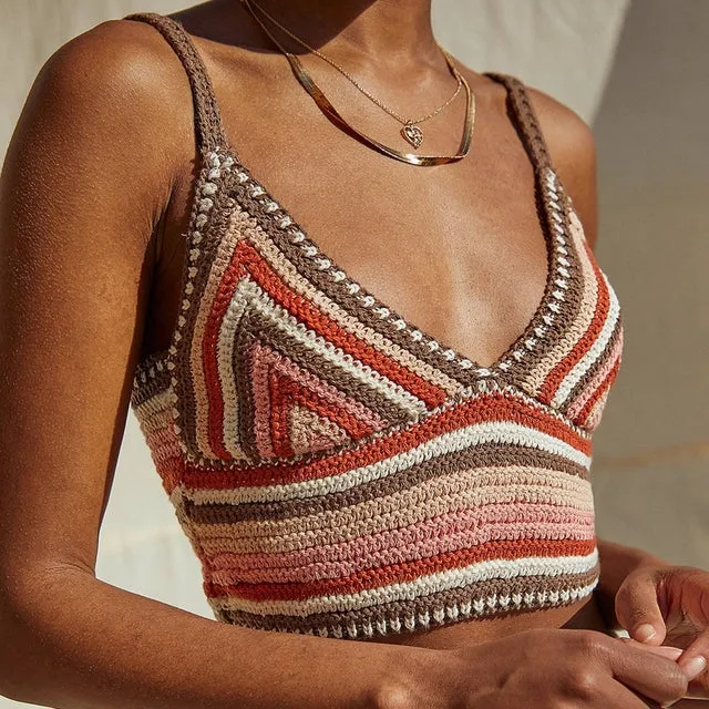 Colorful Striped Knitted Cami Top