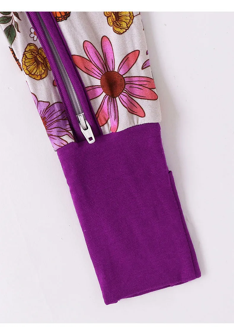Comfortable Bamboo Baby Zippy Sleeper - Soft, Convertible Sleepwear || Butterfly Meadow
