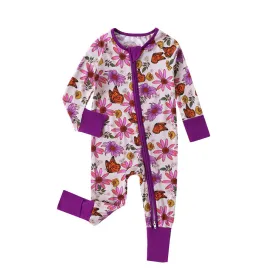 Comfortable Bamboo Baby Zippy Sleeper - Soft, Convertible Sleepwear || Butterfly Meadow