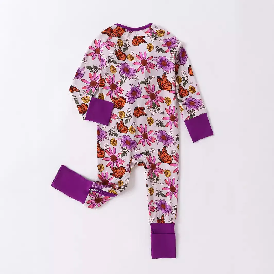 Comfortable Bamboo Baby Zippy Sleeper - Soft, Convertible Sleepwear || Butterfly Meadow