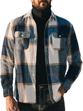 COOFANDY Mens Flannel Shirts Long Sleeve Plaid Shirt Jacket Button Down Shirt with Pockets
