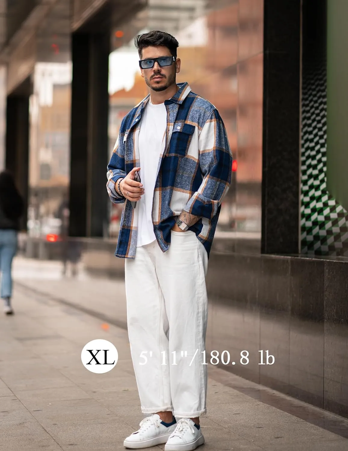 COOFANDY Mens Flannel Shirts Long Sleeve Plaid Shirt Jacket Button Down Shirt with Pockets