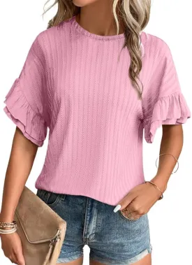 Dokotoo Women's Casual Summer T Shirts Short Sleeve Crew Neck Tops Tshirts