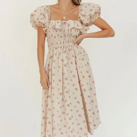 Dunnmall Sunny Bliss Beige Midi Dress