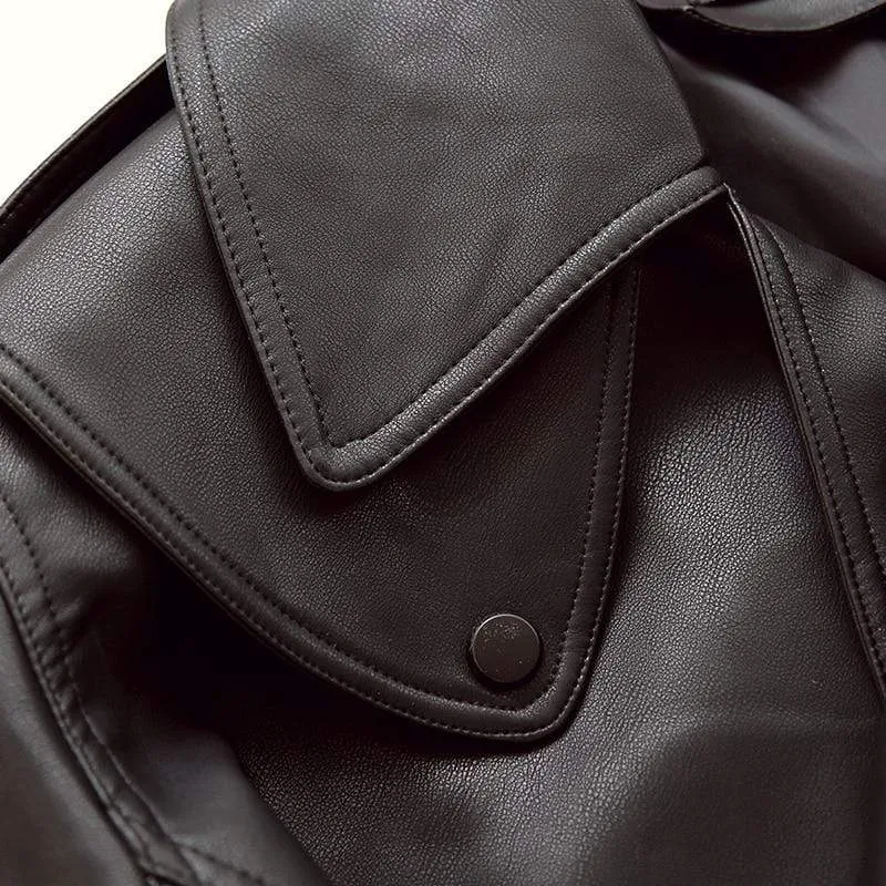 Faux Leather Collar Jacket