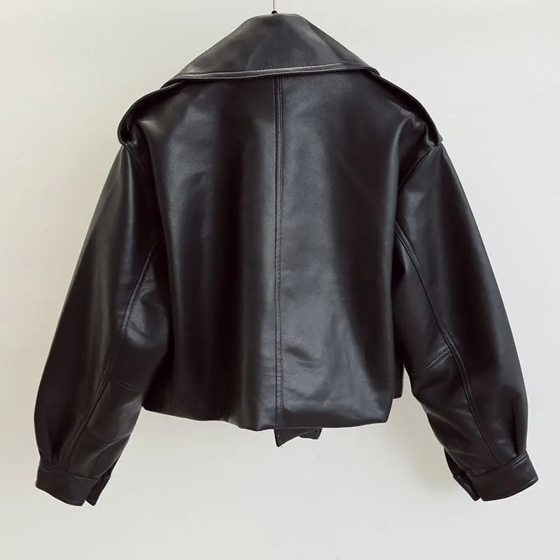 Faux Leather Collar Jacket