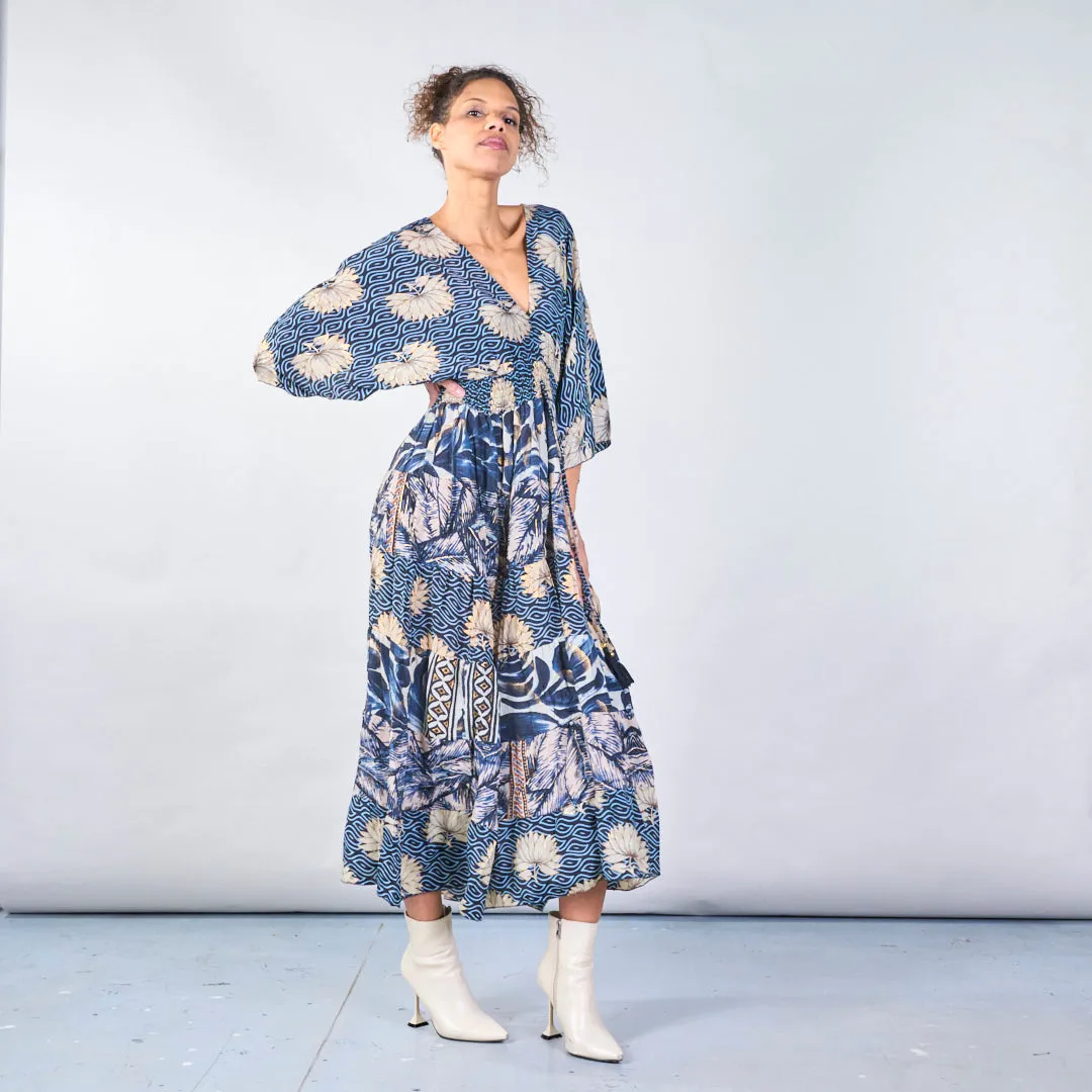 Floral and geometric boho maxi dress wholesale