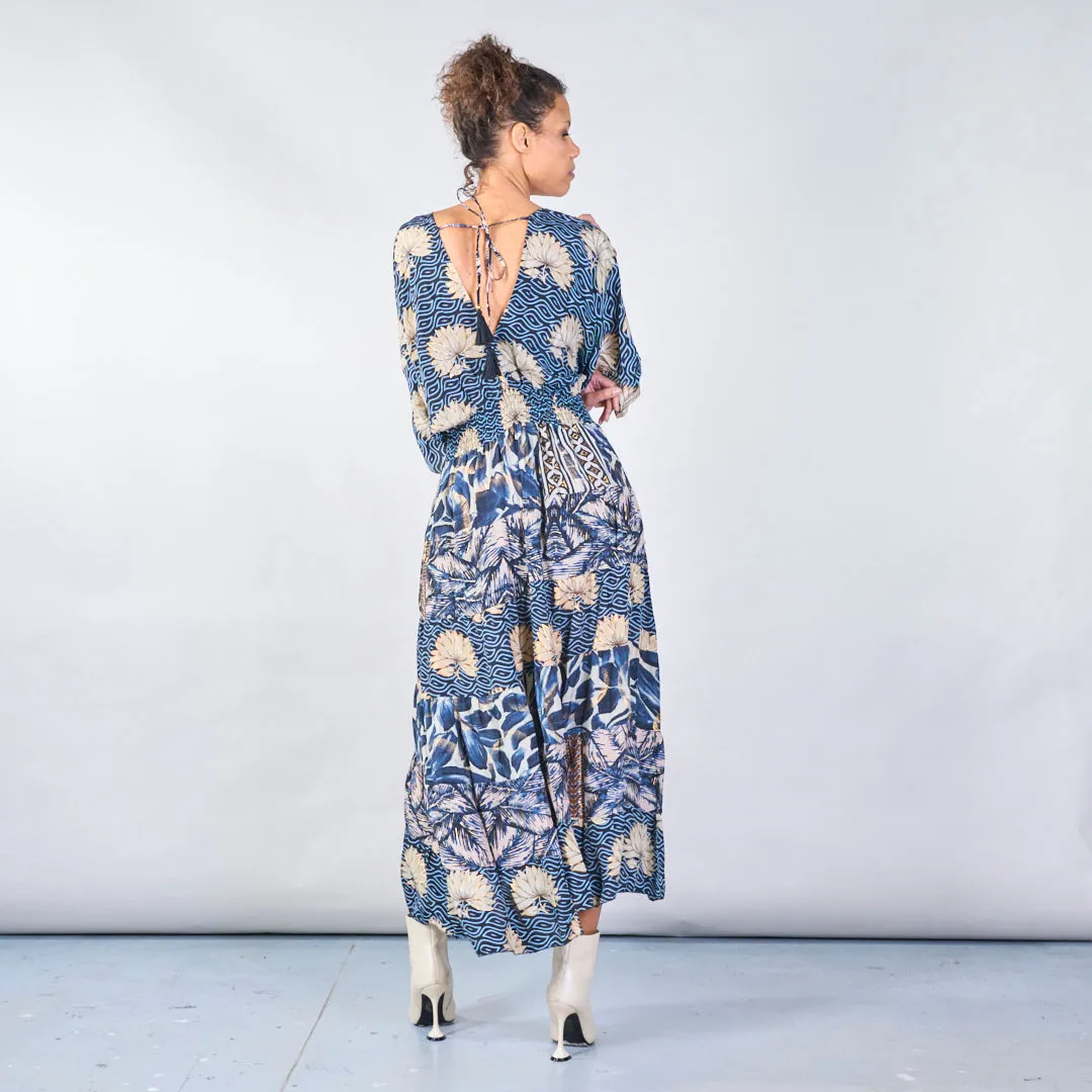 Floral and geometric boho maxi dress wholesale