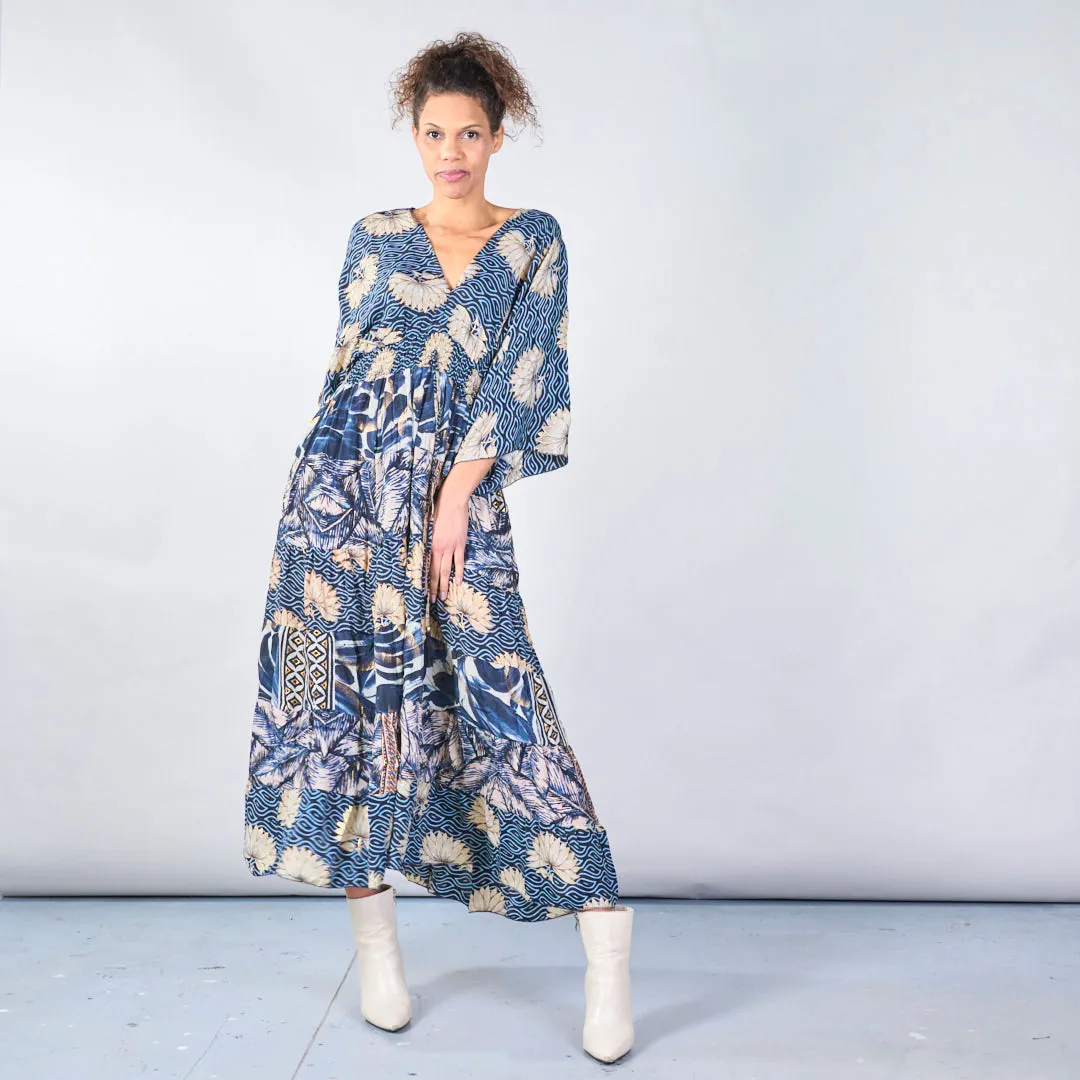 Floral and geometric boho maxi dress wholesale
