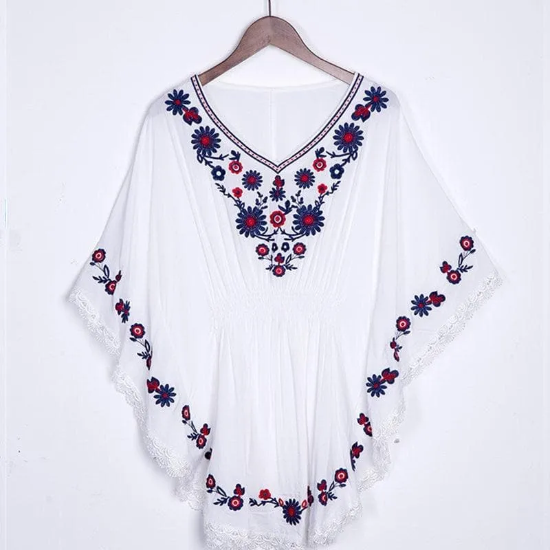 FLORAL EMBROIDERY LOOSE BLOUSE