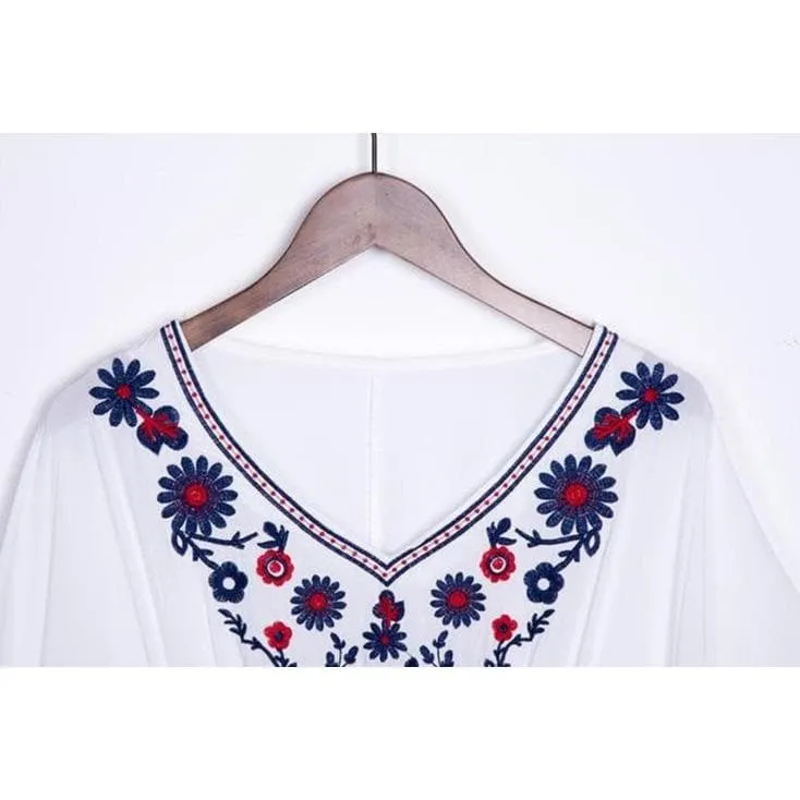 FLORAL EMBROIDERY LOOSE BLOUSE