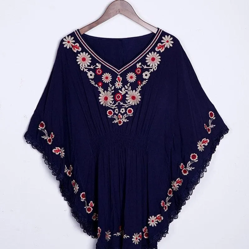 FLORAL EMBROIDERY LOOSE BLOUSE