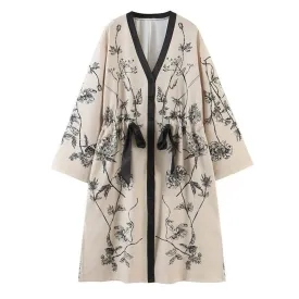 FLORAL TIE BOW CARDIGAN