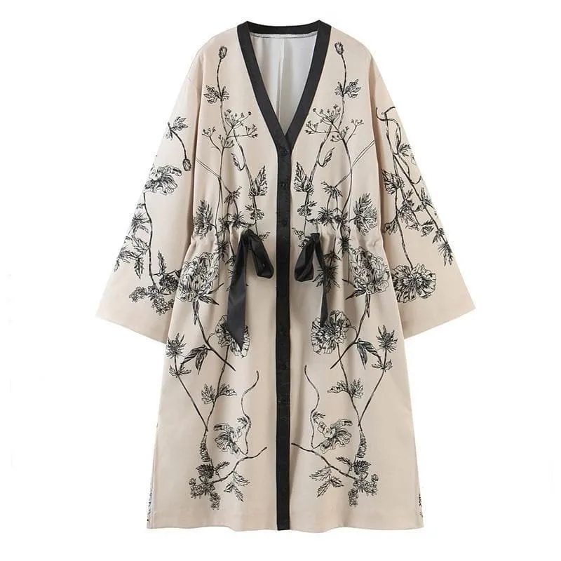 FLORAL TIE BOW CARDIGAN