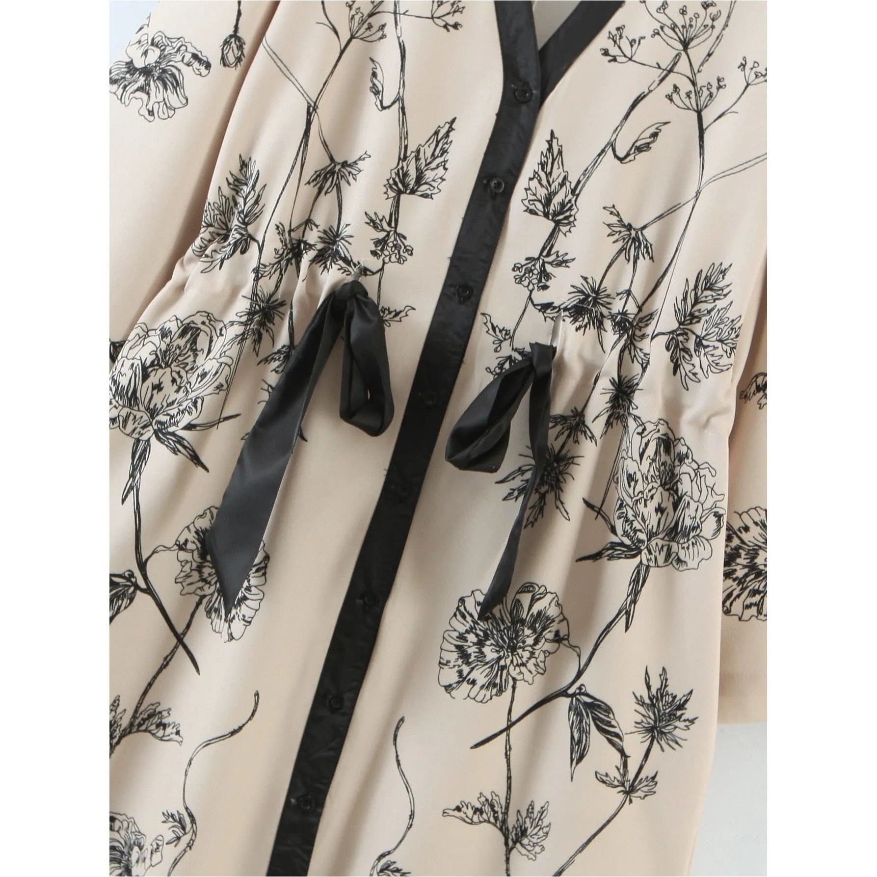 FLORAL TIE BOW CARDIGAN