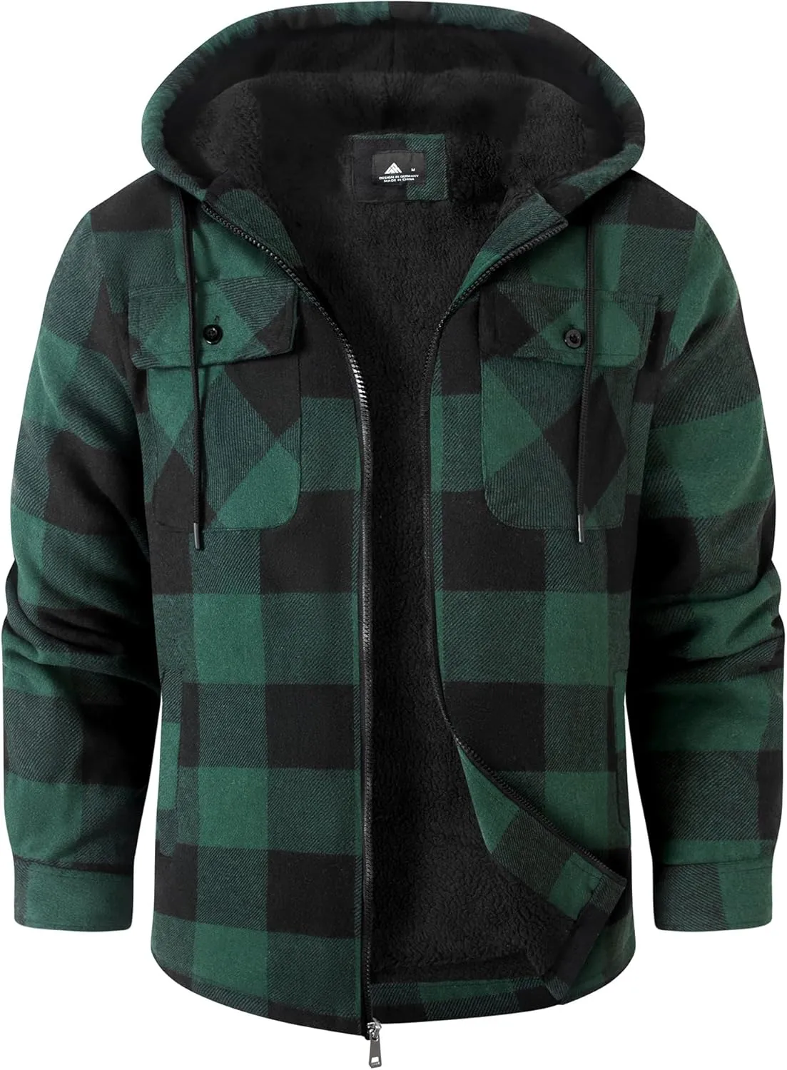 GEEK LIGHTING Men's Flannel Shirts Jacket Sherpa Lined Fleece Plaid Hoodie Long Sleeve Winter Warm Coat