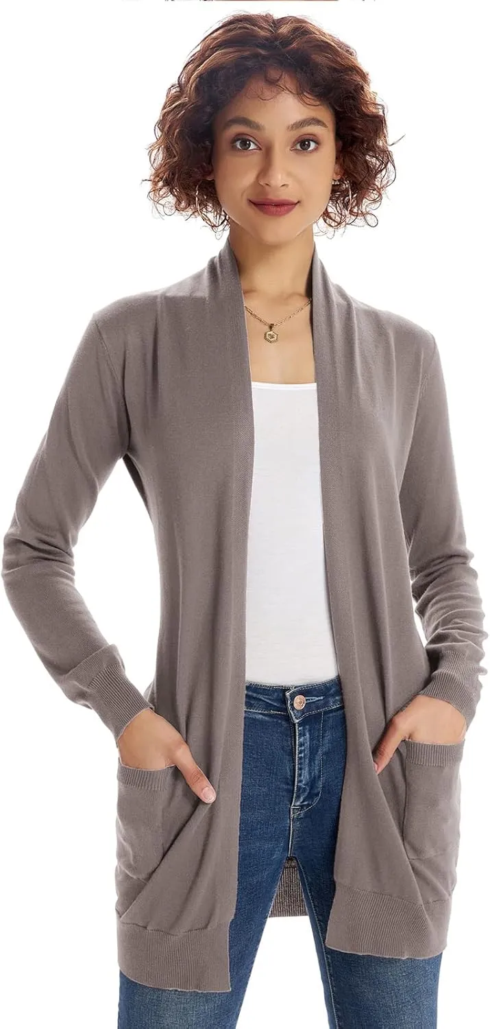 GRACE KARIN Women Lightweight Cardigan Sweaters with Pocket Long Sleeve Shrugs