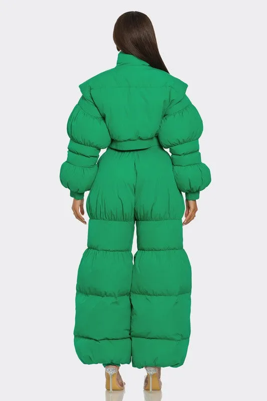 Green Possibilities Puff Jacket Pant Set