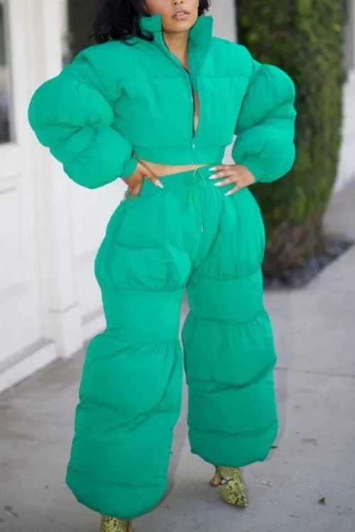 Green Possibilities Puff Jacket Pant Set