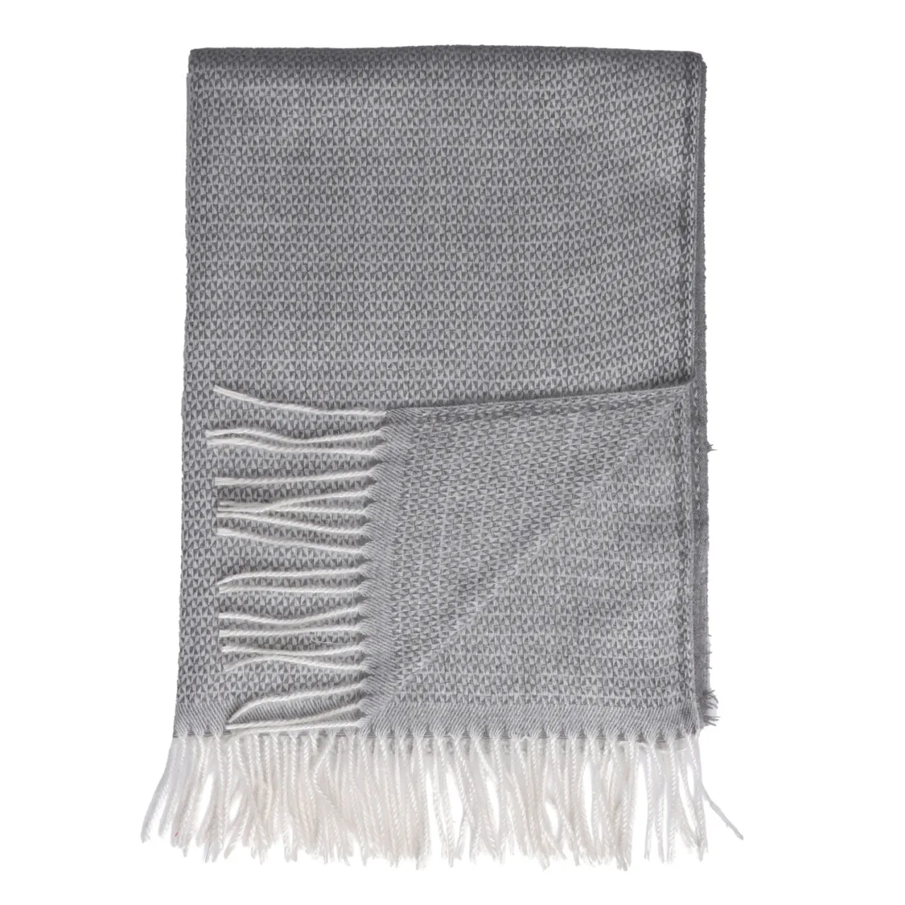 Grey Herringbone Fringed Scarf