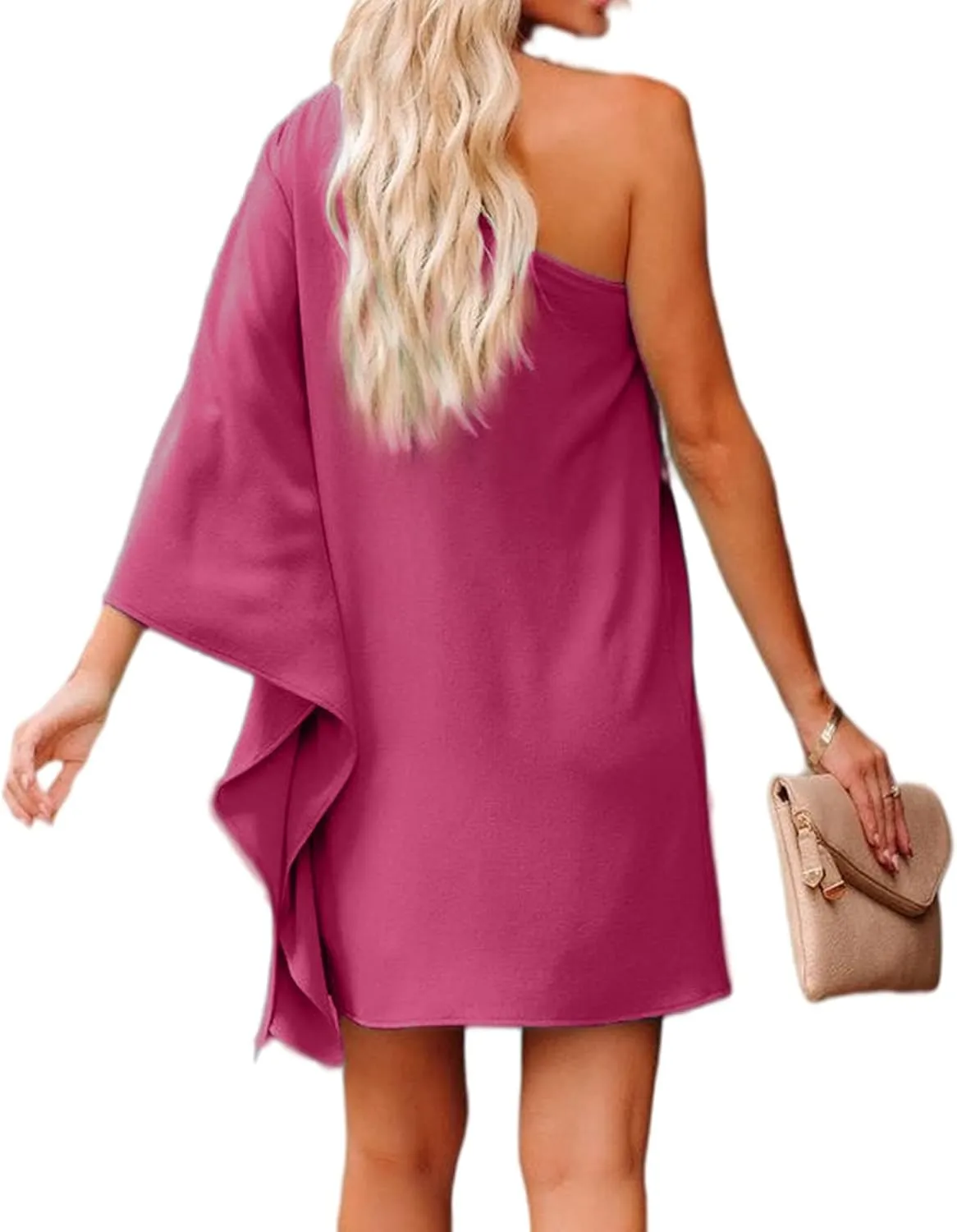 Jhsnjnr Women's Casual Batwing Sleeve One Shoulder Dresses Summer Club Party Cocktail Dresses