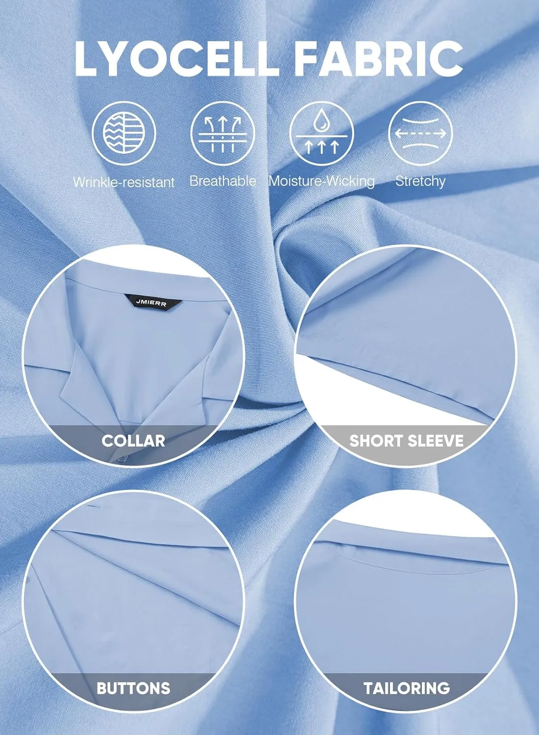 JMIERR Mens Linen Shirts Casual Short Sleeve Button Down Shirts Wrinkle Free Vacation Beach Summer Tops