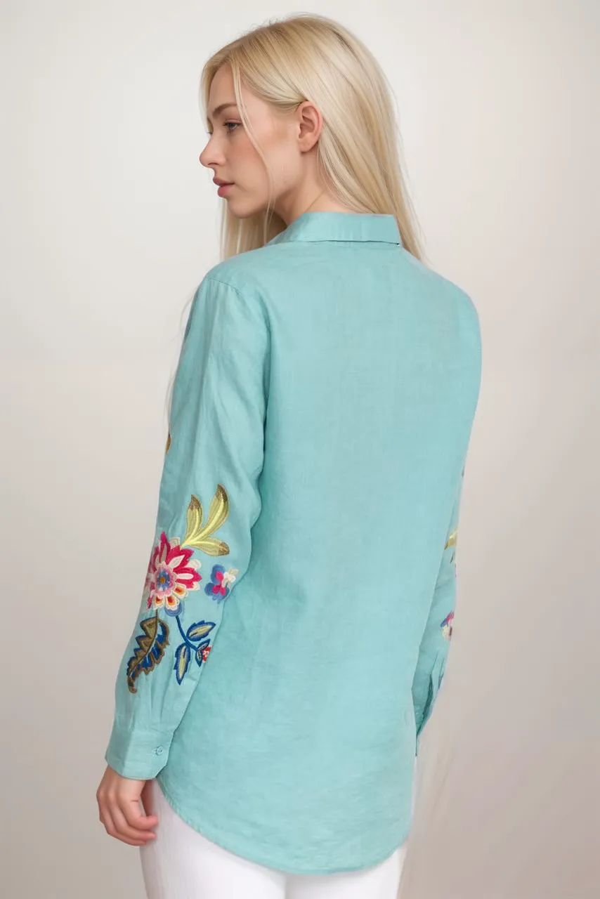 Johnny Was Gracey Linen Oversized Shirt J13324 Boho Chic *
