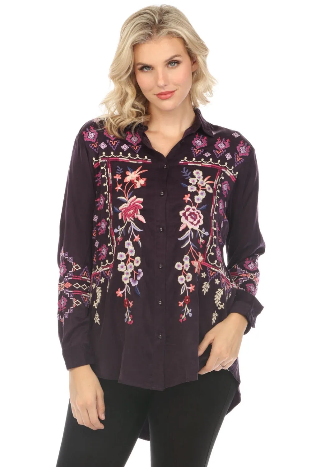 Johnny Was Workshop Curacao Yoked Swing Tunic Shirt Boho Chic W27423