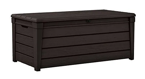 Keter Brightwood 120 Gallon Outdoor Resin Garden Patio Storage Furniture Deck Box
