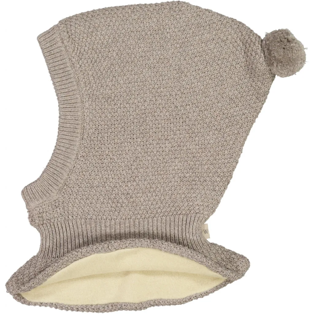 Knitted Balaclava Pomi - warm grey melange