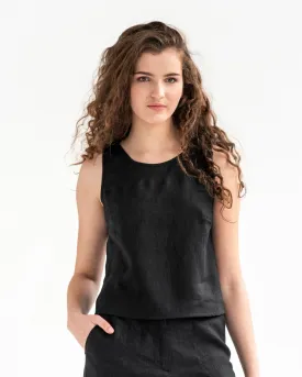 Linen crop top ITHAKA in Black