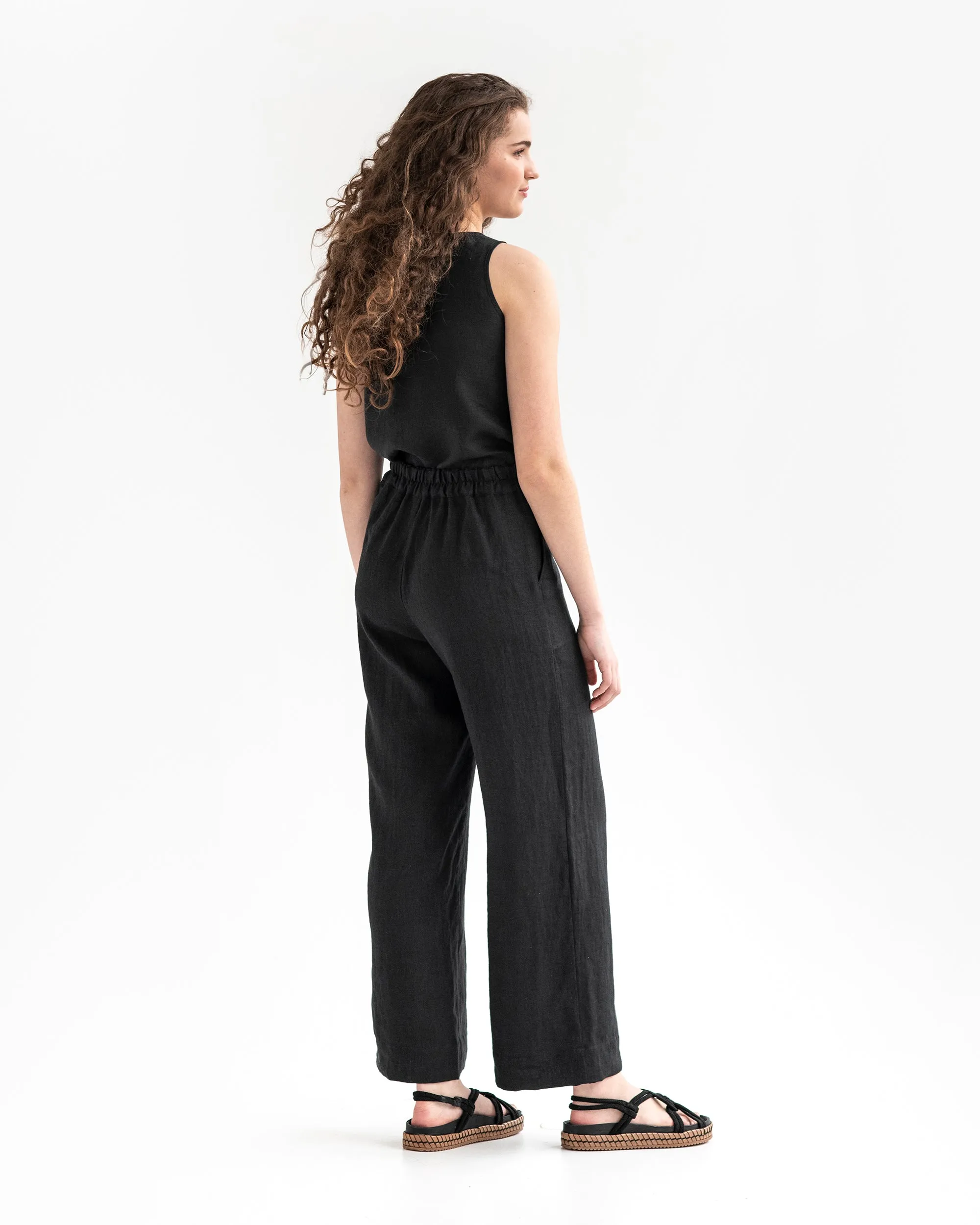 Linen crop top ITHAKA in Black