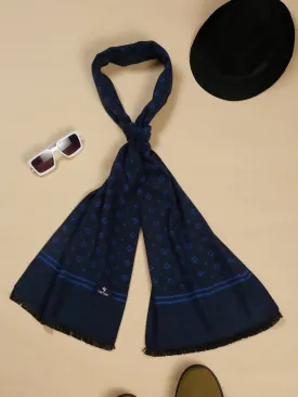 Men's Navy Blue Fashion Geometric Pattern Muffler