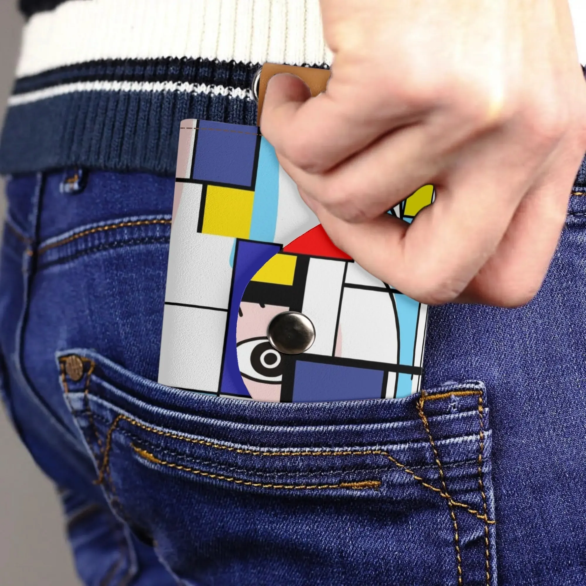 Mondrian Boho Evil Eye Patchwork Keychain Pouch