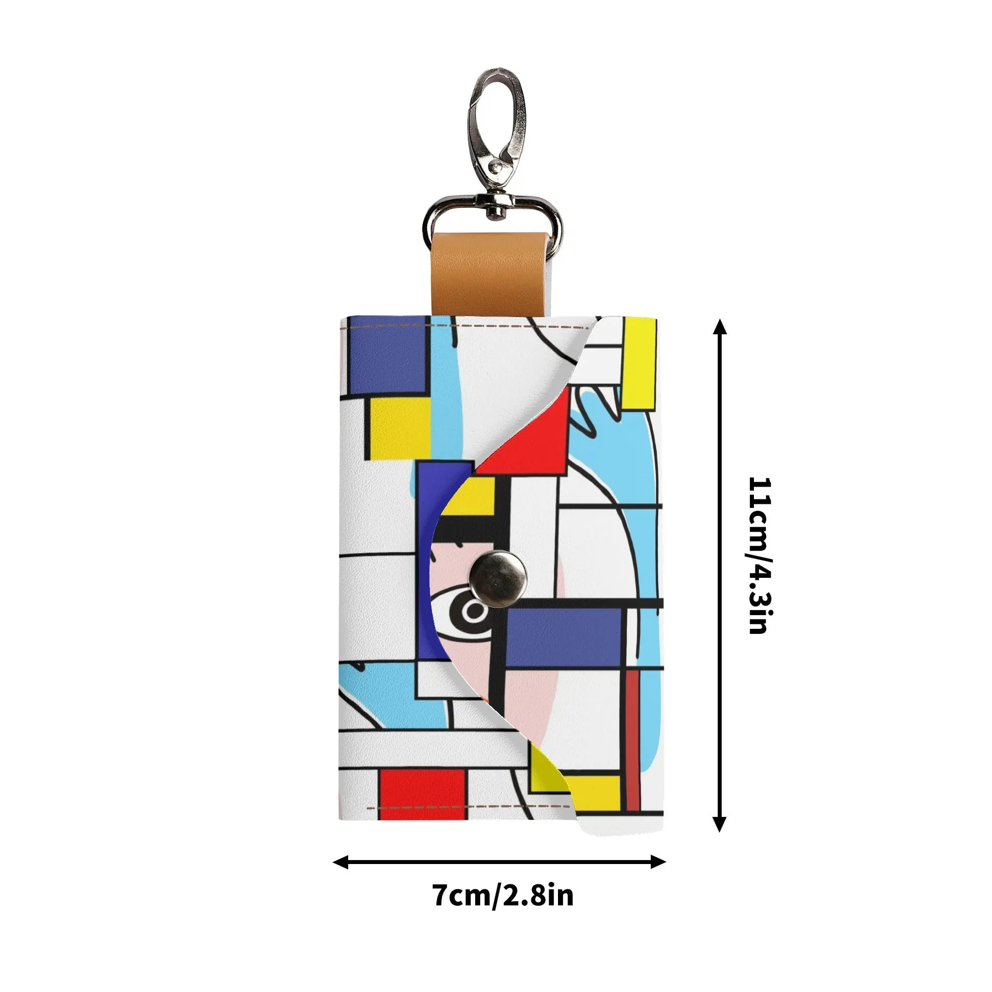 Mondrian Boho Evil Eye Patchwork Keychain Pouch