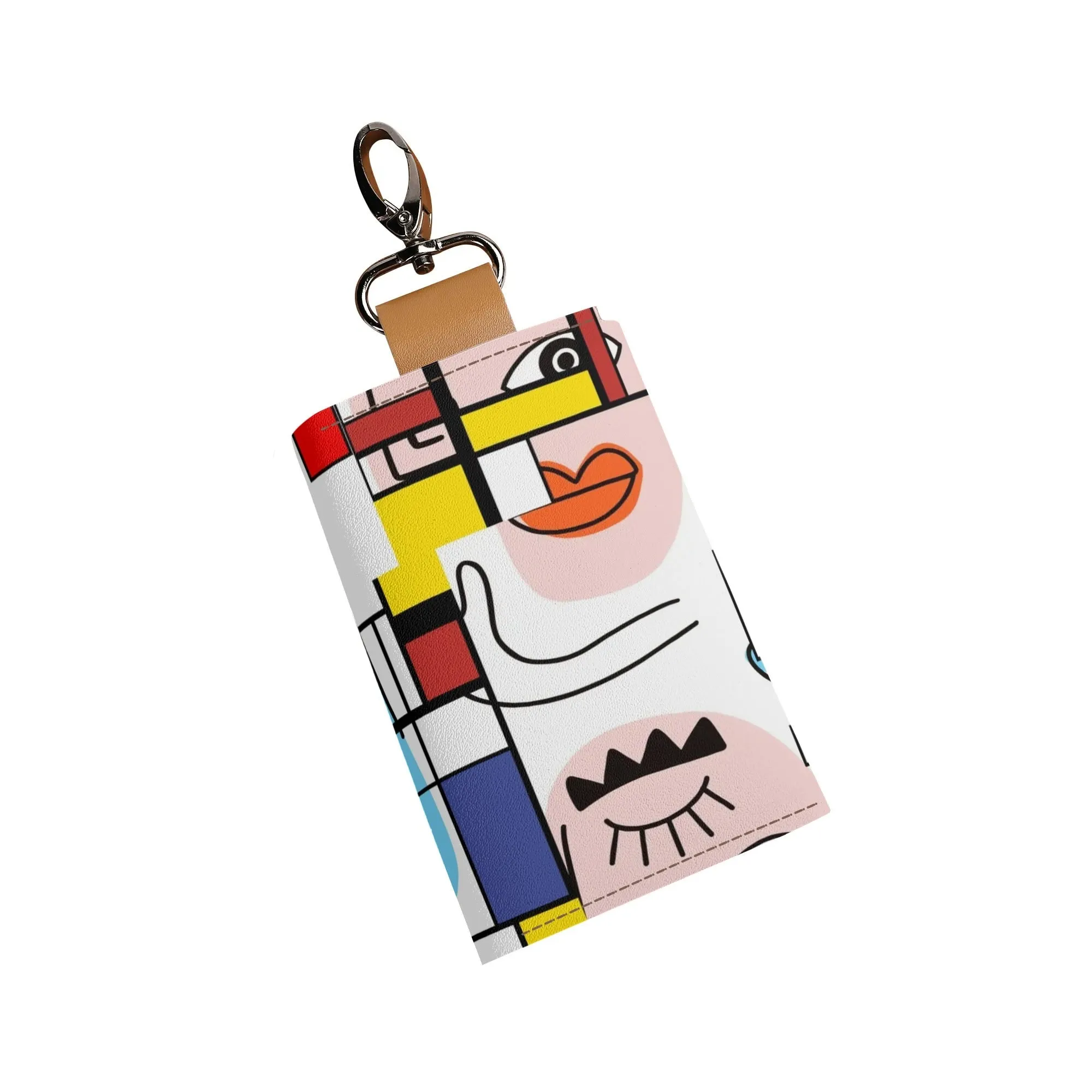 Mondrian Boho Evil Eye Patchwork Keychain Pouch