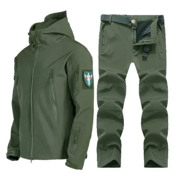 Outdoor Soft Shell Stormsuit Men's Autumn And Winter Plush Warm Coat Mountaineering Waterproof And Windproof Ski Cycling Suit