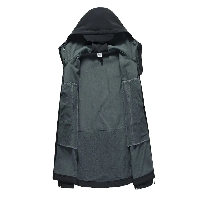 Outdoor Soft Shell Stormsuit Men's Autumn And Winter Plush Warm Coat Mountaineering Waterproof And Windproof Ski Cycling Suit