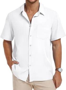 PEGENO Men's Flower Casual Button Down Short Sleeve Hawaiian Shirt