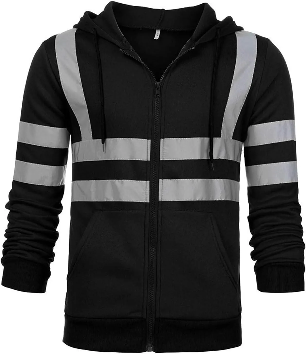 Reflective Safety Jacket for Men High Visibility Work Bomber Coats High Vis Construction Zipper Hoodies Sweatshirt