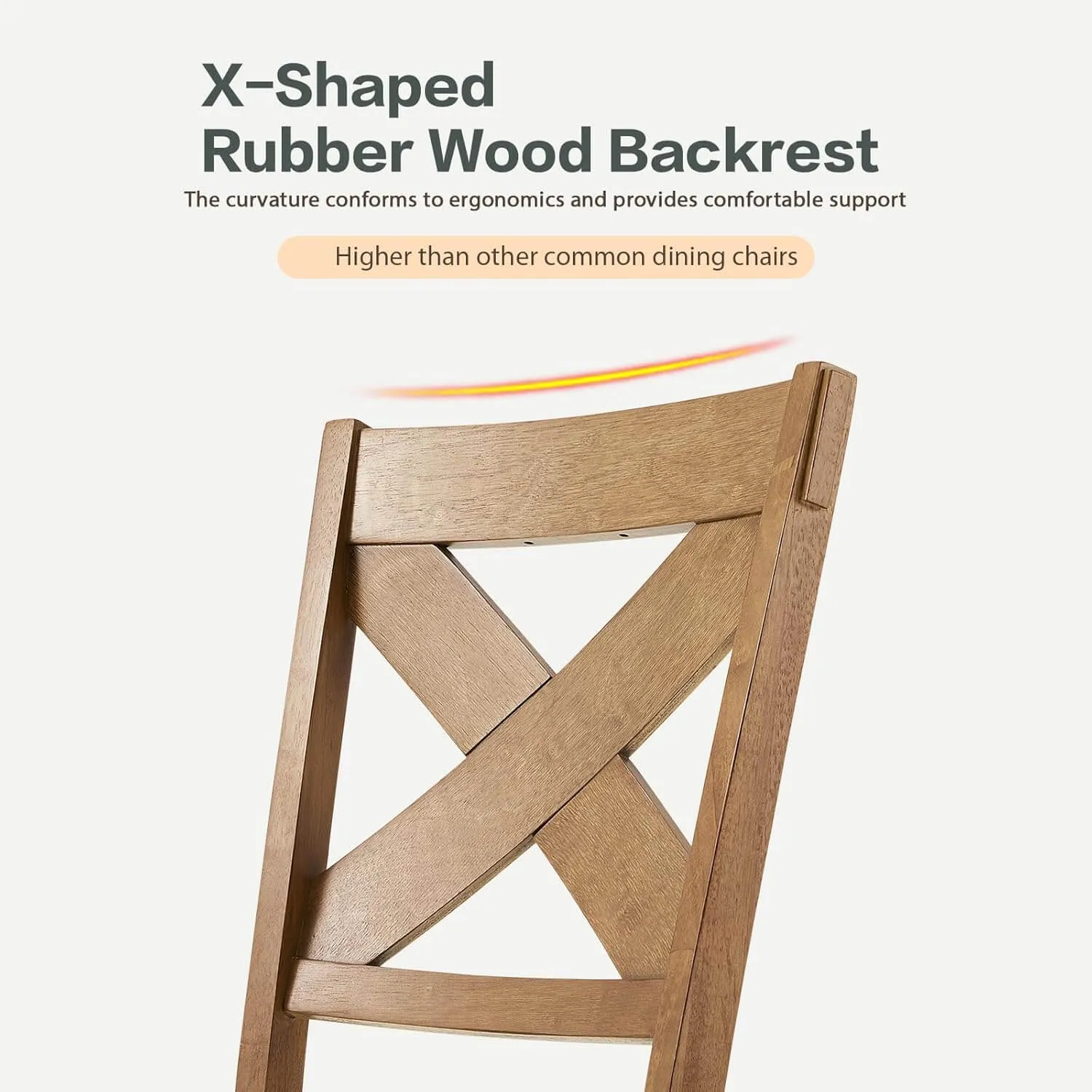 Rustic Farmhouse 19" Upholstered Barstool, Solid Wood Dining Chairs Set of 2 for Kitchen and Dining Room, Natural Oak Wood