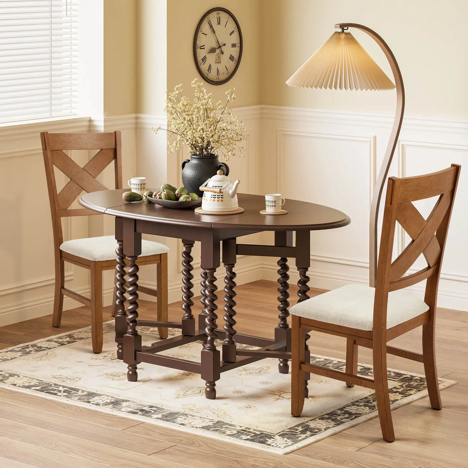 Rustic Farmhouse 19" Upholstered Barstool, Solid Wood Dining Chairs Set of 2 for Kitchen and Dining Room, Walnut