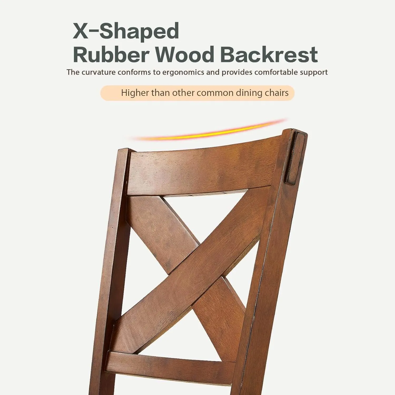 Rustic Farmhouse 19" Upholstered Barstool, Solid Wood Dining Chairs Set of 2 for Kitchen and Dining Room, Walnut